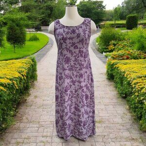 Karin Stevens Petites Purple Floral‎ Maxi Dress Sleeveless Retro Cottagecore 10P